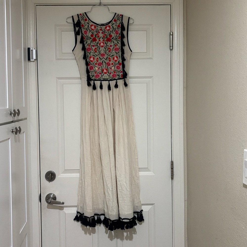 Carolina K Imogen Embroidered Tasseled Midi Dress - Picture 2 of 11
